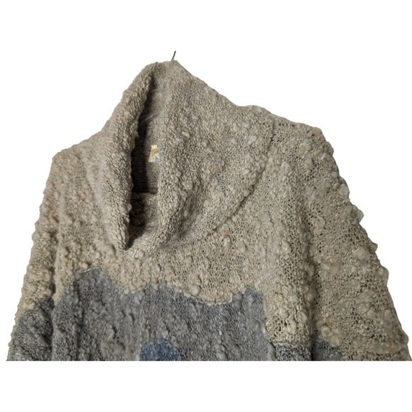 Lady Lilly Vintage cowl neck‎ gray, blue, beige unique women's sweater 38 sz M - Picture 4 of 12